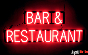 BAR & RESTAURANT sign, featuring LED lights that look like neon BAR & RESTAURANT signs