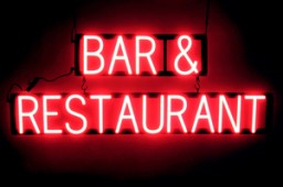 BAR & RESTAURANT lighted LED sign that uses changeable letters to make personalized signs