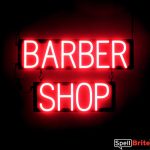BARBER SHOP sign, featuring LED lights that look like neon BARBER SHOP signs