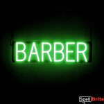 BARBER sign, featuring LED lights that look like neon BARBER signs