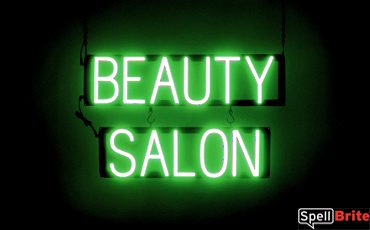 BEAUTY SALON sign, featuring LED lights that look like neon BEAUTY SALON signs