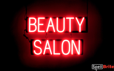 BEAUTY SALON sign, featuring LED lights that look like neon BEAUTY SALON signs