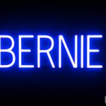 BERNIE sign, featuring LED lights that look like neon BERNIE signs