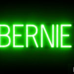 BERNIE sign, featuring LED lights that look like neon BERNIE signs