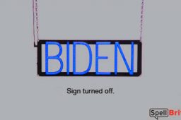 BIDEN sign, featuring LED lights that look like neon BIDEN signs