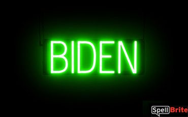 BIDEN sign, featuring LED lights that look like neon BIDEN signs