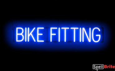 BIKE FITTING sign, featuring LED lights that look like neon BIKE FITTING signs