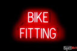 BIKE FITTING sign, featuring LED lights that look like neon BIKE FITTING signs