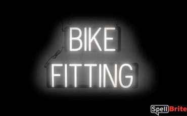 BIKE FITTING sign, featuring LED lights that look like neon BIKE FITTING signs