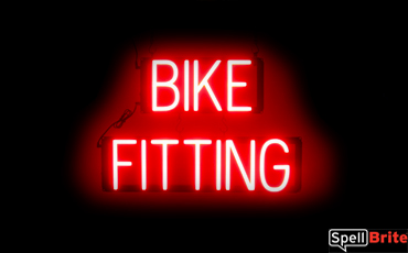 BIKE FITTING sign, featuring LED lights that look like neon BIKE FITTING signs