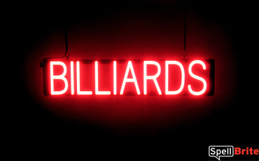 BILLIARDS illuminated LED signs that look like a neon sign for your bar