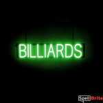 BILLIARDS sign, featuring LED lights that look like neon BILLIARD signs