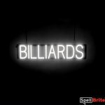 BILLIARDS sign, featuring LED lights that look like neon BILLIARD signs