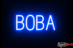 BOBA sign, featuring LED lights that look like neon BOBA signs