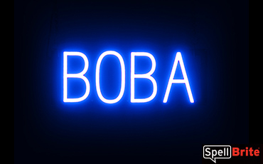 BOBA sign, featuring LED lights that look like neon BOBA signs
