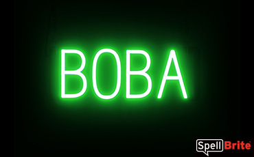 BOBA sign, featuring LED lights that look like neon BOBA signs