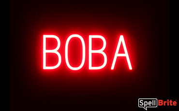 BOBA sign, featuring LED lights that look like neon BOBA signs