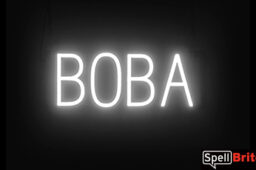 BOBA sign, featuring LED lights that look like neon BOBA signs