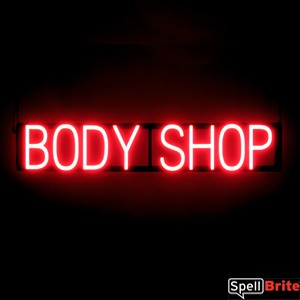 BODY SHOP LED lighted sign that uses interchangeable letters to make custom signs for your business