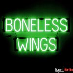 BONELESS WINGS sign, featuring LED lights that look like neon BONELESS WING signs