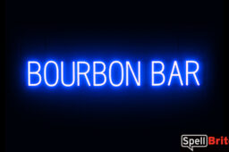 BOURBON BAR sign, featuring LED lights that look like neon BOURBON BAR signs