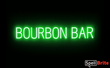 BOURBON BAR sign, featuring LED lights that look like neon BOURBON BAR signs