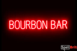 BOURBON BAR sign, featuring LED lights that look like neon BOURBON BAR signs