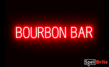 BOURBON BAR sign, featuring LED lights that look like neon BOURBON BAR signs