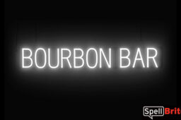 BOURBON BAR sign, featuring LED lights that look like neon BOURBON BAR signs