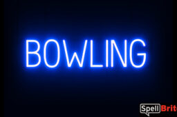 BOWLING sign, featuring LED lights that look like neon BOWLING signs
