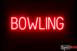 BOWLING sign, featuring LED lights that look like neon BOWLING signs