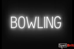 BOWLING sign, featuring LED lights that look like neon BOWLING signs