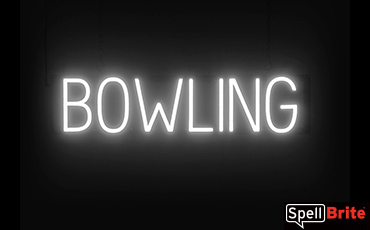 BOWLING sign, featuring LED lights that look like neon BOWLING signs