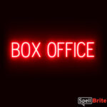 BOX OFFICE sign, featuring LED lights that look like neon BOX OFFICE signs