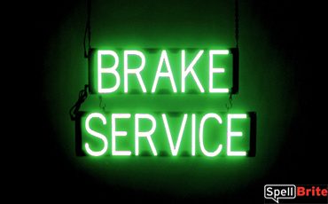 BRAKE SERVICE sign, featuring LED lights that look like neon BRAKE SERVICE signs