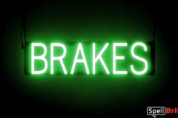 BRAKES sign, featuring LED lights that look like neon brake signs