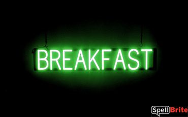 BREAKFAST sign, featuring LED lights that look like neon BREAKFAST signs