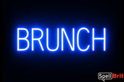 BRUNCH sign, featuring LED lights that look like neon BRUNCH signs