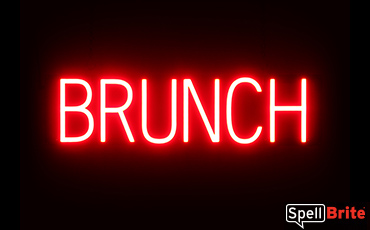 BRUNCH sign, featuring LED lights that look like neon BRUNCH signs