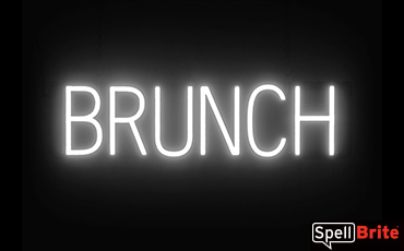 BRUNCH sign, featuring LED lights that look like neon BRUNCH signs