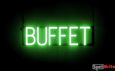 BUFFET sign, featuring LED lights that look like neon BUFFET signs