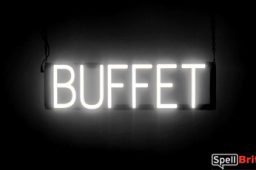BUFFET sign, featuring LED lights that look like neon BUFFET signs