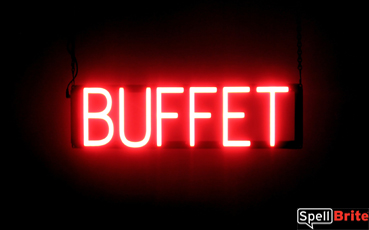 BUFFET sign, featuring LED lights that look like neon BUFFET signs