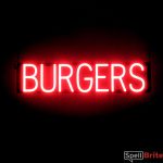 BURGERS sign, featuring LED lights that look like neon BURGER signs