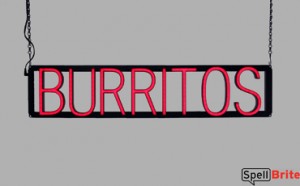 BURRITOS LED sign that is an alternative to neon signs for your restaurant