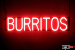 BURRITOS sign, featuring LED lights that look like neon BURRITOS signs