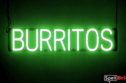 BURRITOS sign, featuring LED lights that look like neon BURRITOS signs