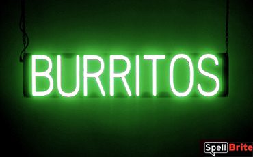 BURRITOS sign, featuring LED lights that look like neon BURRITOS signs