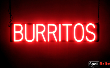 BURRITOS sign, featuring LED lights that look like neon BURRITOS signs