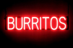 BURRITOS LED illuminated signage that is an alternative to neon signs for your restaurant